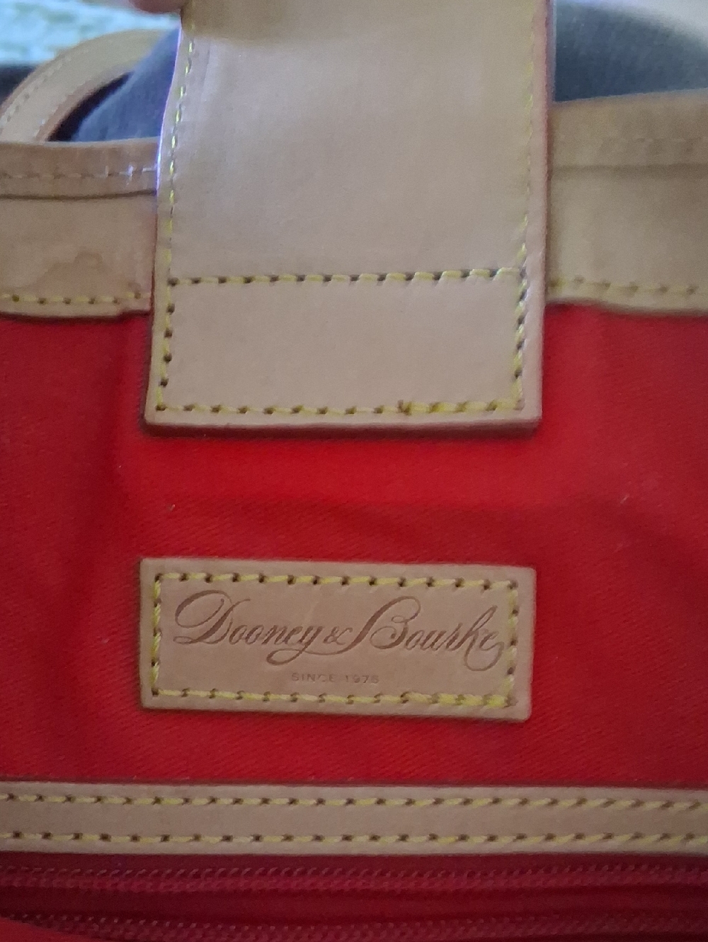 Dooney & Bourke Black Patent Tote with Tan Trim and Heart Charm - Picture 4 of 9
